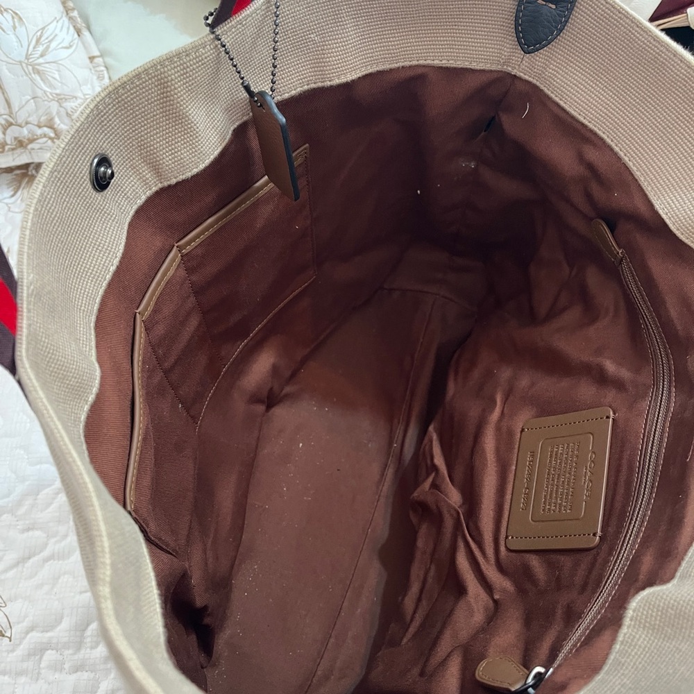 Coach Tan Duffel Bag with Red Accents - Picture 4 of 9